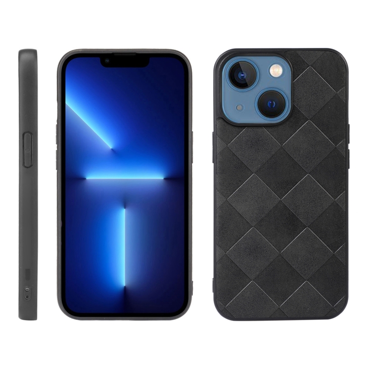

Weave Plaid PU Phone Case For iPhone 13(Black)