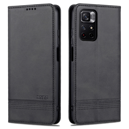 

For Redmi Note 11 4G Overseas Version / Note 11S AZNS Magnetic Calf Texture Leather Phone Case(Black)