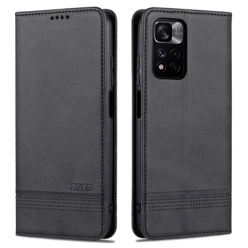 

For Redmi Note 11 Pro Overseas Version AZNS Magnetic Calf Texture Leather Phone Case(Black)