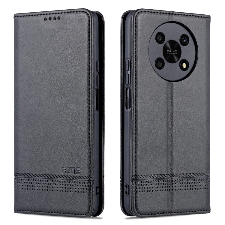 

For Honor X30 AZNS Magnetic Calf Texture Leather Phone Case(Black)
