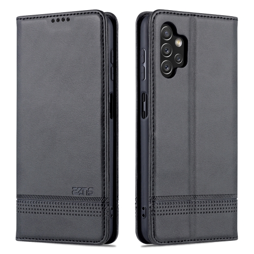 For Samsung Galaxy A13 4G AZNS Magnetic Calf Texture Leather Phone Case(Black)