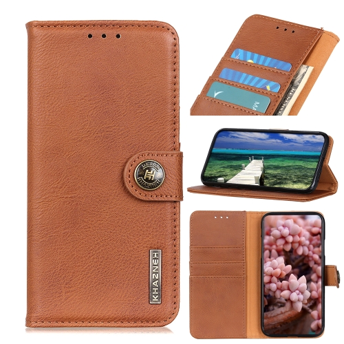 

For OPPO Realme 9 Pro+ KHAZNEH Cowhide Texture Leather Phone Case(Brown)