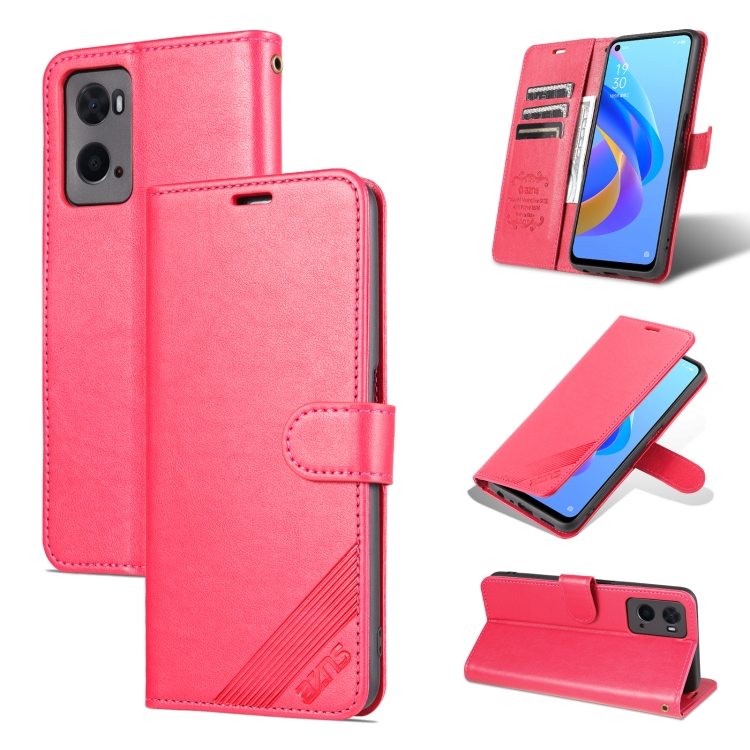 

For OPPO A36 4G / A76 4G AZNS Sheepskin Texture Flip Leather Phone Case(Red)