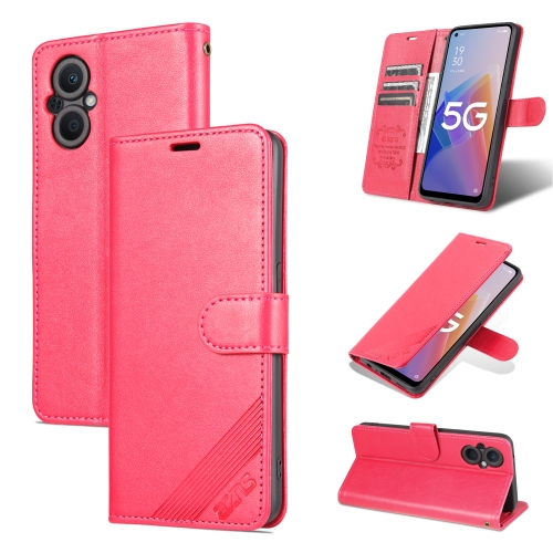 

For OPPO A96 5G / Reno7 Z Overseas Version AZNS Sheepskin Texture Flip Leather Phone Case(Red)