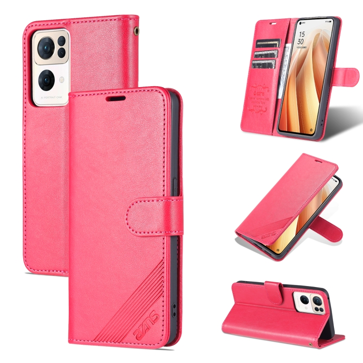 

For OPPO Reno7 Pro 5G AZNS Sheepskin Texture Flip Leather Phone Case(Red)