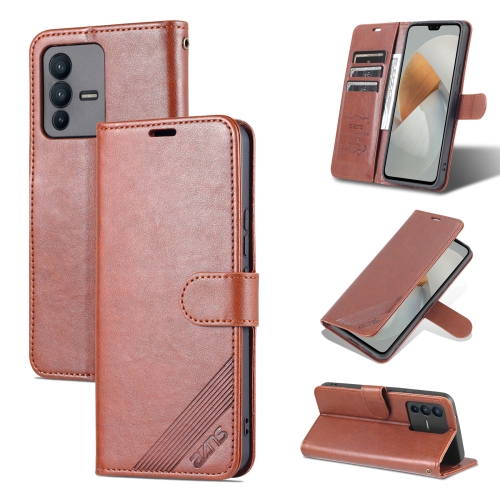 

For vivo S12 / V23 AZNS Sheepskin Texture Flip Leather Phone Case(Brown)