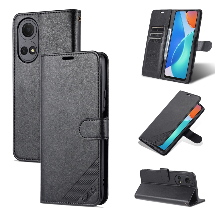 

For Honor Play 30 Plus AZNS Sheepskin Texture Flip Leather Phone Case(Black)