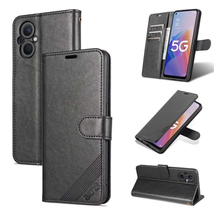 

For OnePlus Nord N20 5G AZNS Sheepskin Texture Flip Leather Phone Case(Black)