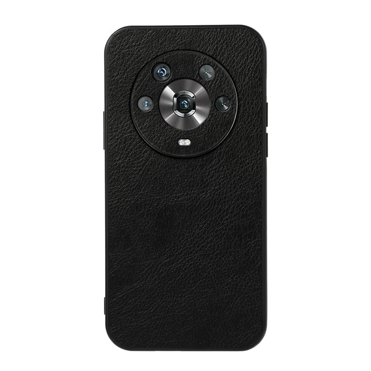 

For Honor Magic4 Two-color Litchi Texture PU Phone Case(Black)