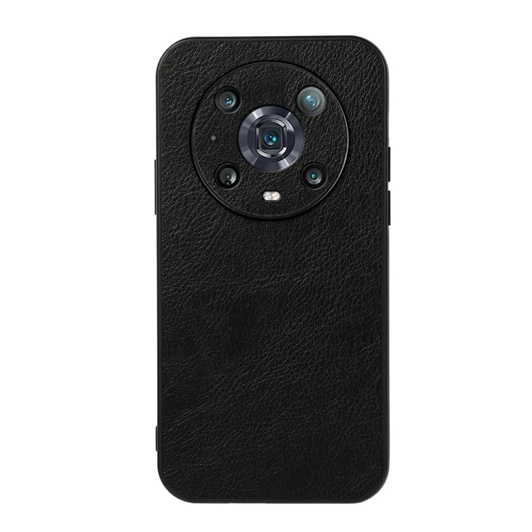 

For Honor Magic4 Pro Two-color Litchi Texture PU Phone Case(Black)