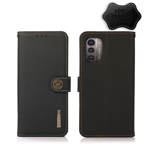 

For Nokia G21 / G11 4G KHAZNEH Custer Genuine Leather RFID Phone Case(Black)