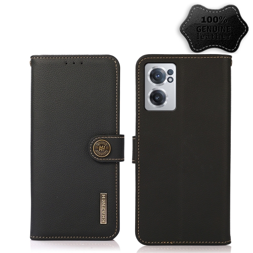 

For OnePlus Nord CE 2 5G KHAZNEH Custer Genuine Leather RFID Phone Case(Black)