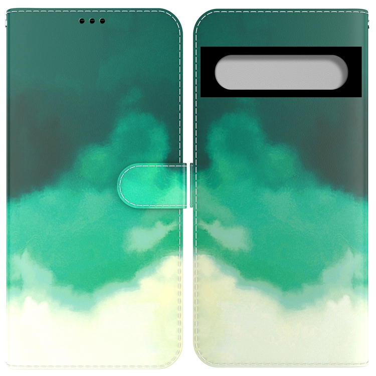 

For Google Pixel 7 Watercolor Pattern Horizontal Flip Leather Phone Case(Cyan Green)
