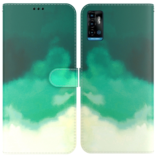 

For ZTE Blade A72 / V40 Vita Watercolor Pattern Horizontal Flip Leather Phone Case(Cyan Green)