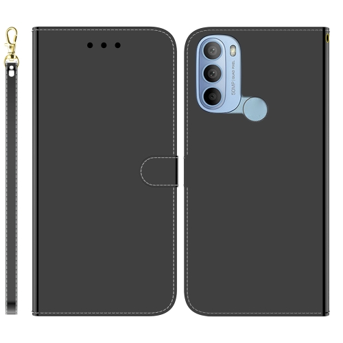 

For Motorola Moto G31 4G Brazil Version with Fingerprint Imitated Mirror Surface Horizontal Flip Leather Phone Case(Black)