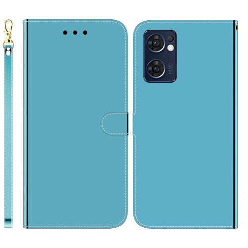 

For OPPO Reno7 5G Taiwan Version / Find X5 Lite Imitated Mirror Surface Horizontal Flip Leather Phone Case(Blue)