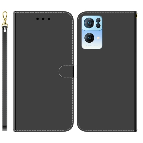 

For OPPO Reno7 Pro 5G Imitated Mirror Surface Horizontal Flip Leather Phone Case(Black)