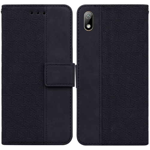 

For Huawei Y5 2019 / Honor 8S Geometric Embossed Leather Phone Case(Black)