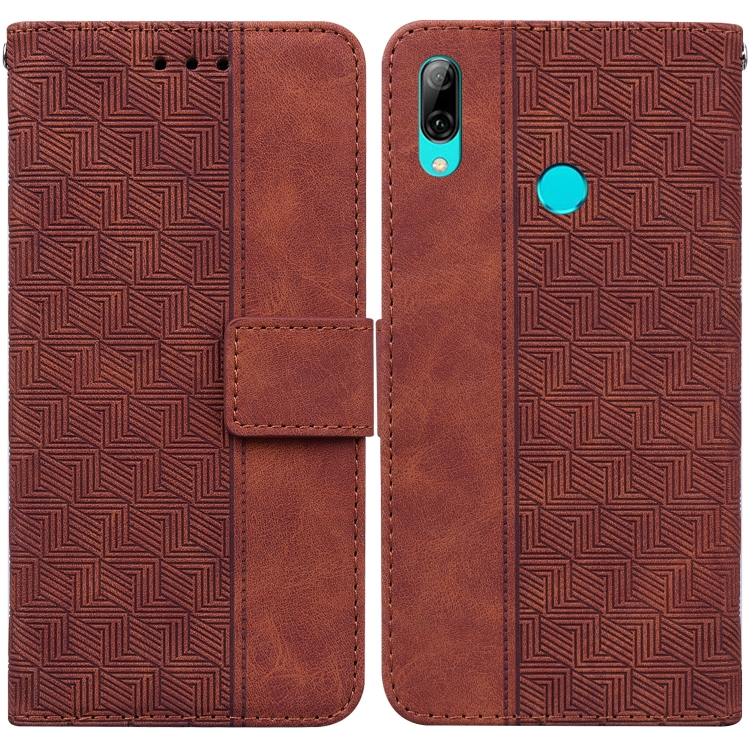 

For Huawei P smart 2019/Honor 10 Lite Geometric Embossed Leather Phone Case(Brown)