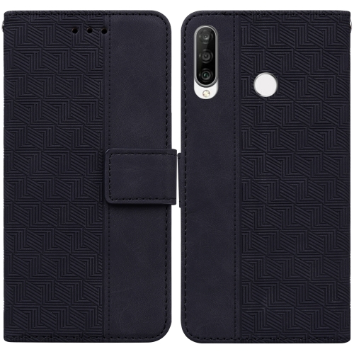 

For Huawei P30 Lite / nova 4e Geometric Embossed Leather Phone Case(Black)