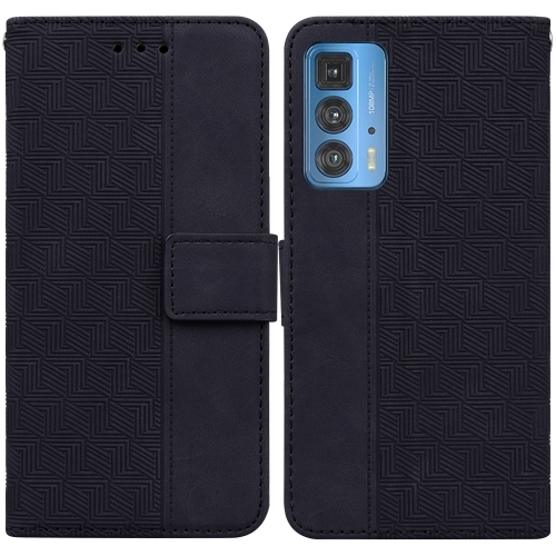 

For Motorola Moto Edge 20 Pro Geometric Embossed Leather Phone Case(Black)