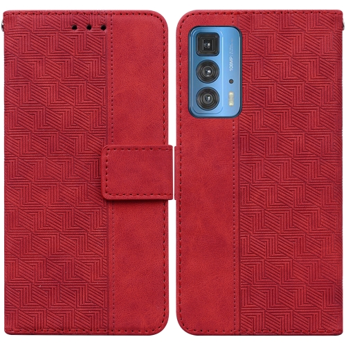 

For Motorola Moto Edge 20 Pro Geometric Embossed Leather Phone Case(Red)