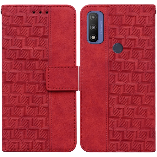 

For Motorola Moto G Pure Geometric Embossed Leather Phone Case(Red)