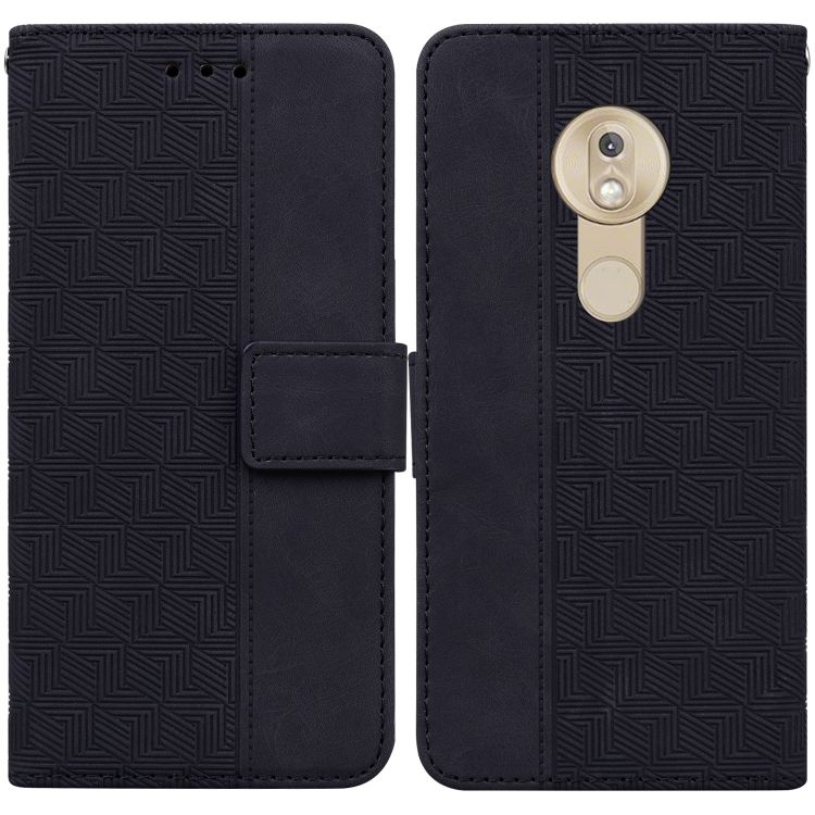 

For Motorola Moto G7 Play EU Version Geometric Embossed Leather Phone Case(Black)