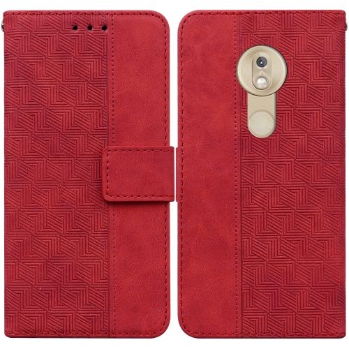 

For Motorola Moto G7 Play EU Version Geometric Embossed Leather Phone Case(Red)