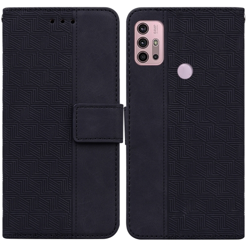

For Motorola Moto G30 / G20 / G10 / G10 Power Geometric Embossed Leather Phone Case(Black)