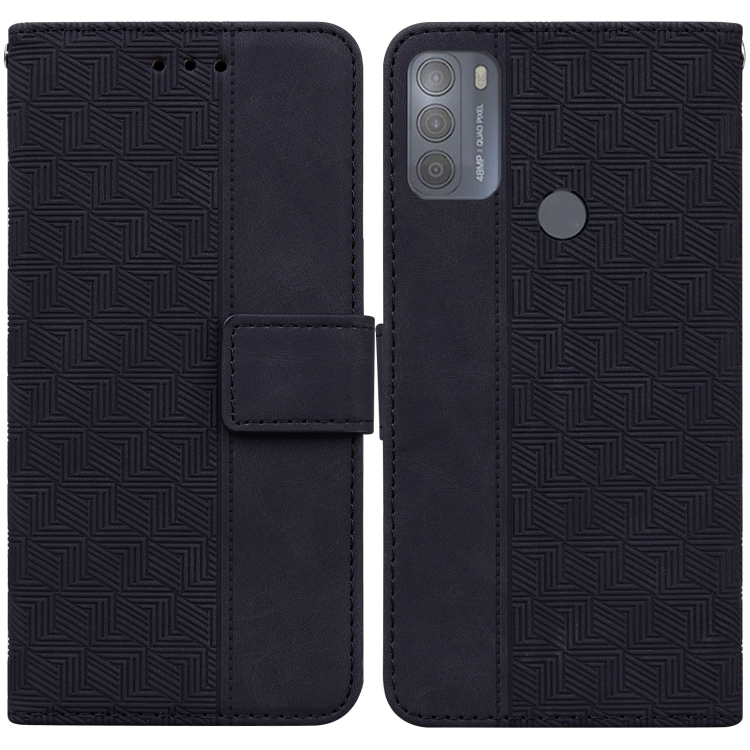 

For Motorola Moto G50 Geometric Embossed Leather Phone Case(Black)