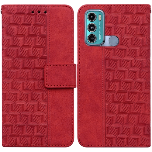 

For Motorola Moto G60 / G40 Fusion Geometric Embossed Leather Phone Case(Red)