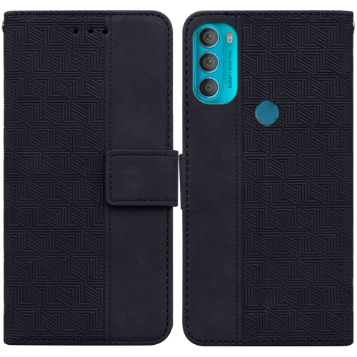 

For Motorola Moto G71 Geometric Embossed Leather Phone Case(Black)