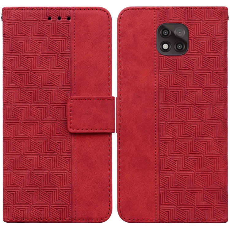 

For Motorola Moto G Power 2021 Geometric Embossed Leather Phone Case(Red)