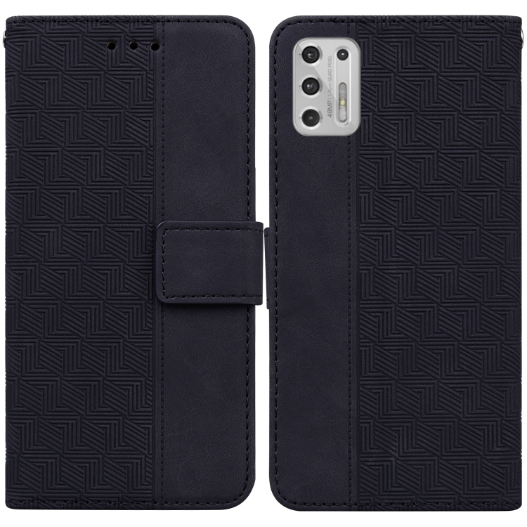 

For Motorola Moto G Stylus 2021 Geometric Embossed Leather Phone Case(Black)