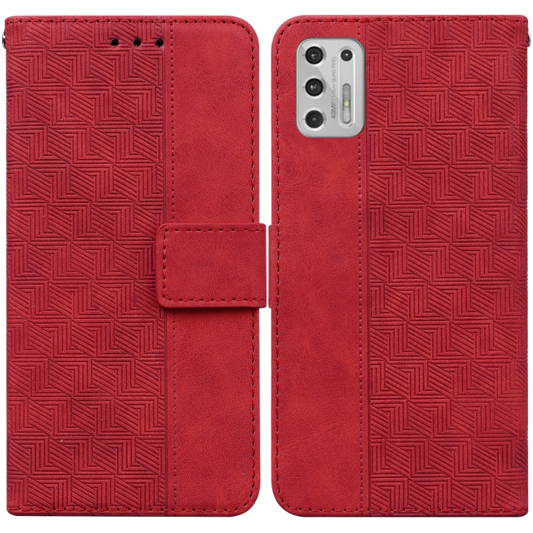 

For Motorola Moto G Stylus 2021 Geometric Embossed Leather Phone Case(Red)