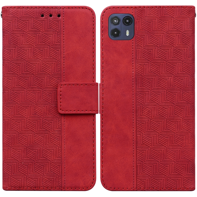 

For Motorola Moto G50 5G Geometric Embossed Leather Phone Case(Red)