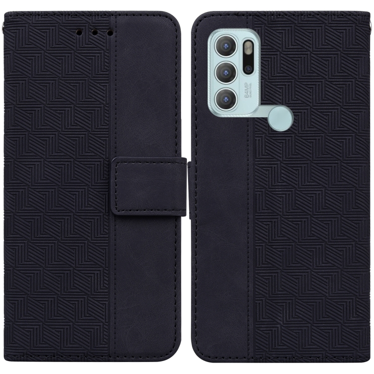 

For Motorola Moto G60S Geometric Embossed Leather Phone Case(Black)
