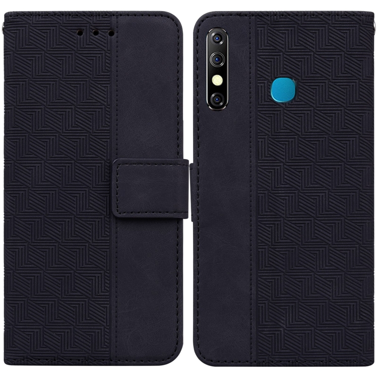 

For Infinix Hot 8 X650 CC7 Geometric Embossed Leather Phone Case(Black)