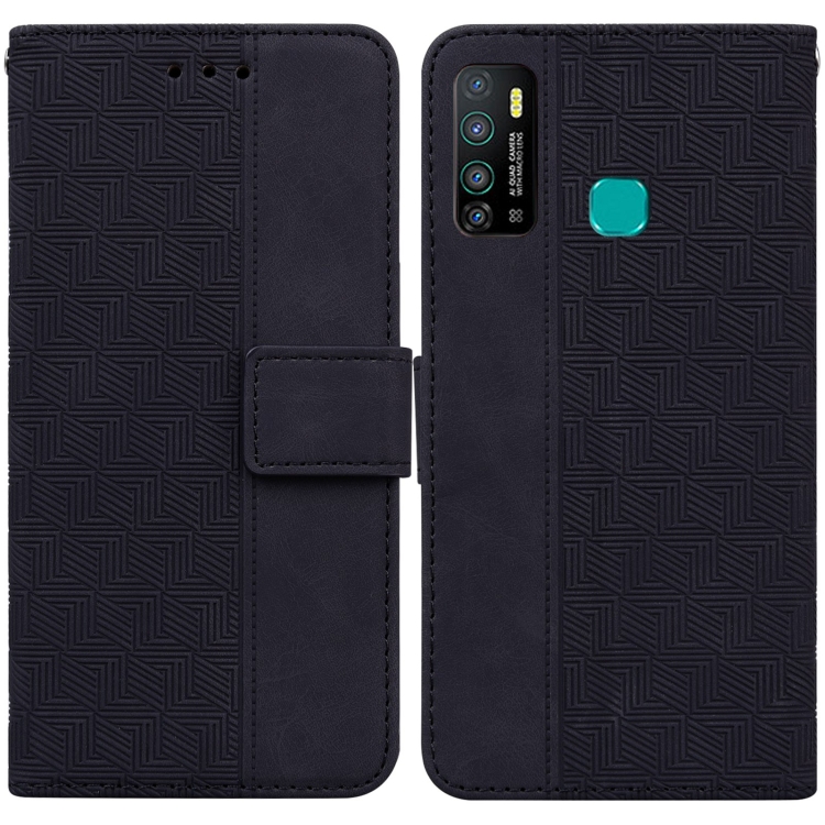 

For Infinix Hot 9 X655C / Note 7 Lite Geometric Embossed Leather Phone Case(Black)