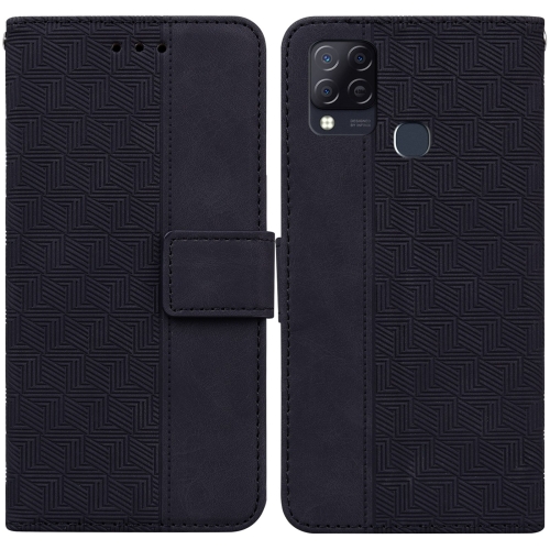 

For Infinix Hot 10s / Hot 10T Geometric Embossed Leather Phone Case(Black)
