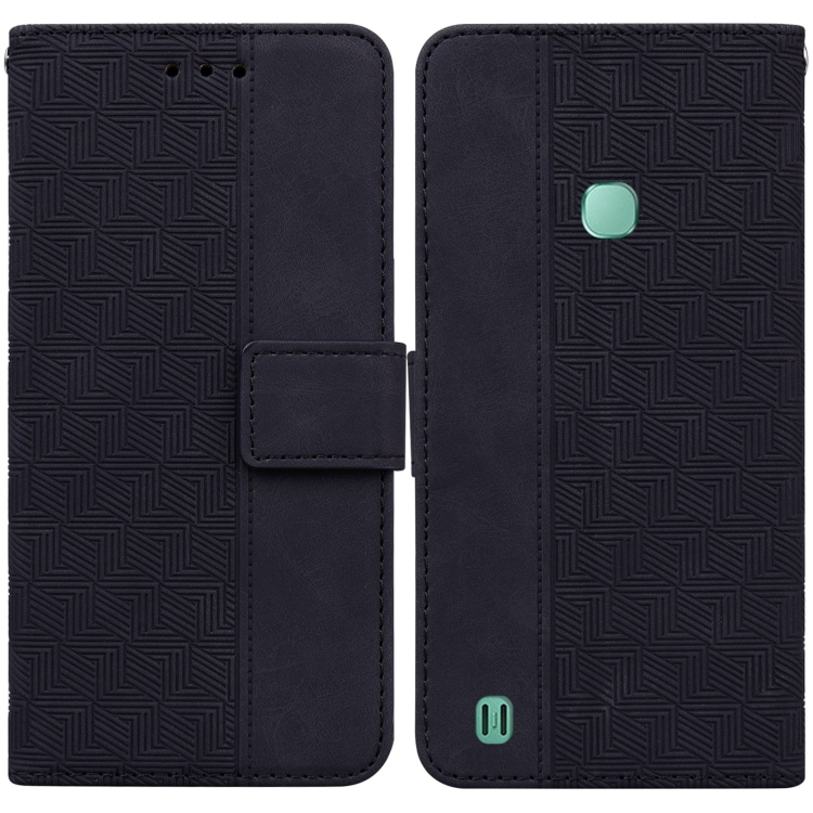 

For Infinix Smart HD 2021 X612 Geometric Embossed Leather Phone Case(Black)