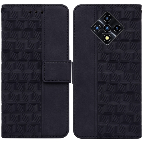 

For Infinix Zero 8 X687 Geometric Embossed Leather Phone Case(Black)