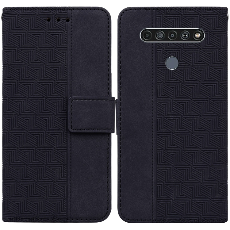 

For LG K61 Geometric Embossed Leather Phone Case(Black)