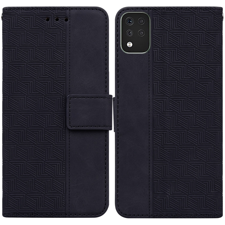 

For LG K42 Geometric Embossed Leather Phone Case(Black)