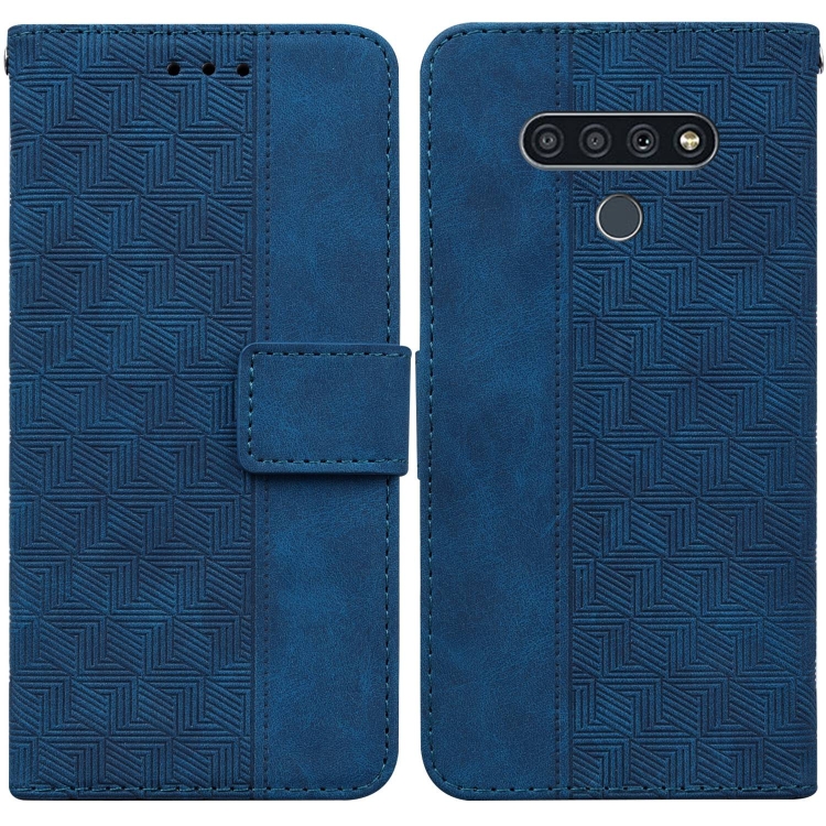 For LG Stylo K71 Geometric Embossed Leather Phone Case(Blue)
