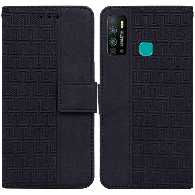 

For Tecno Camon 15 Geometric Embossed Leather Phone Case(Black)