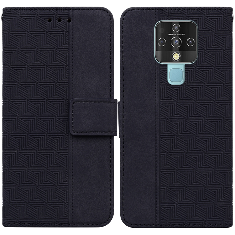 

For Tecno Camon 16 Geometric Embossed Leather Phone Case(Black)