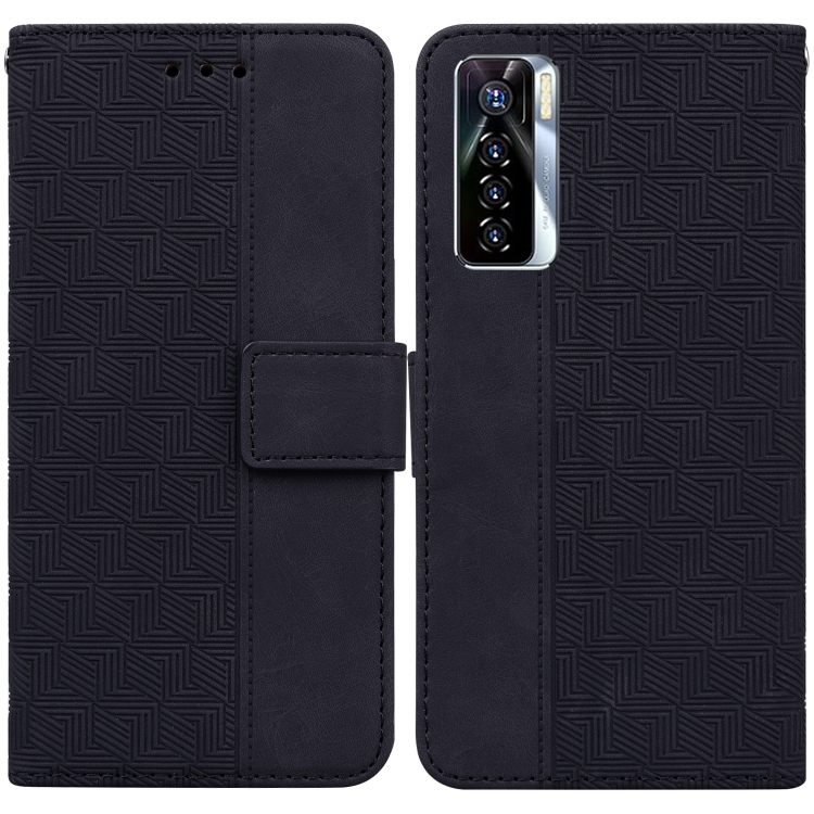 

For Tecno Camon 17 Pro Geometric Embossed Leather Phone Case(Black)