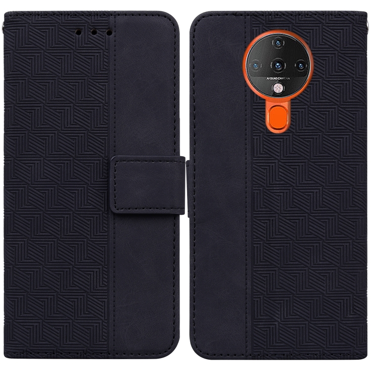 

For Tecno Spark 6 Geometric Embossed Leather Phone Case(Black)